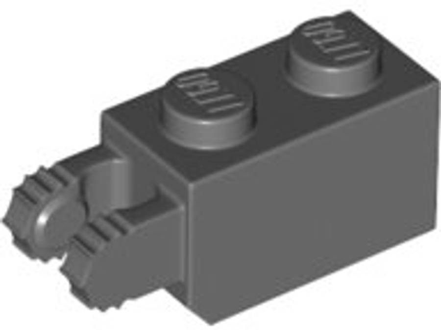Lego (U) ~ Hinge Brick 1 x 2 Locking with 2 Fingers Vertical End ~ [Dark Bluish Gray]