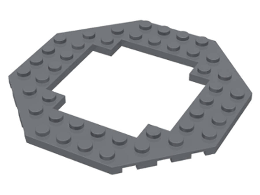 Lego (U) ~ Plate Modified 10 x 10 Octagonal with 6 x 6 Open Center ~ [Dark Bluish Gray]