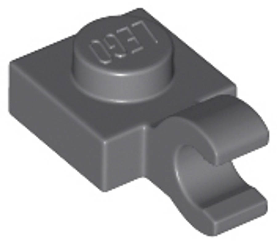 Lego (U) ~ Plate Modified 1 x 1 with Open O Clip (Horizontal Grip) ~ [Dark Bluish Gray]