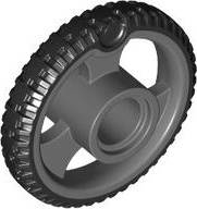 Lego (N) ~ Wheel 21 x 4 with Pin Hole and 3 Spokes with Molded Black Hard Rubbe ~ [Dark Bluish Gray]