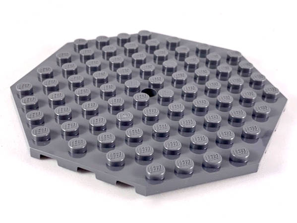 Lego (N) ~ Plate Modified 10 x 10 Octagonal with Hole ~ [Dark Bluish Gray]