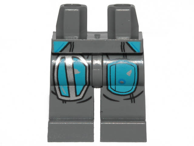 Lego (N) ~ Hips and Legs with SW Mandalorian Dark Azure Armor Plates Pattern ~ [Dark Bluish Gray]