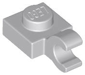 Lego (N) ~ Plate Modified 1 x 1 with Open O Clip (Horizontal Grip) ~ [Light Bluish Gray]