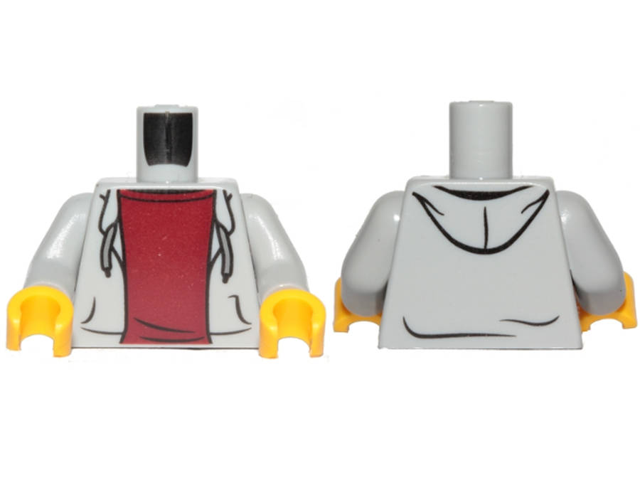 Lego (U) ~ Torso Hoodie Open with Pockets and Dark Bluish Gray Drawstrings ov ~ [Light Bluish Gray]