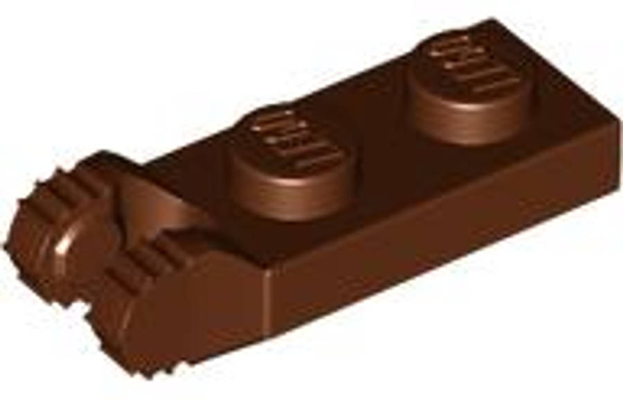 Lego (U) ~ Hinge Plate 1 x 2 Locking with 2 Fingers on End ~ [Reddish Brown]