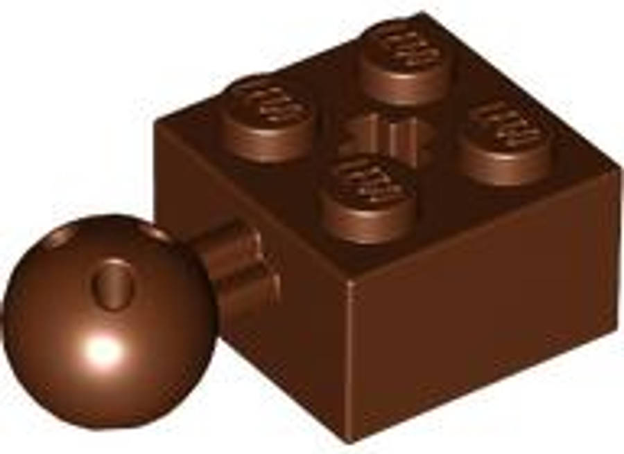 Lego (N) ~ Technic Brick Modified 2 x 2 with Ball Joint and Axle Hole with 6 Hole ~ [Reddish Brown]