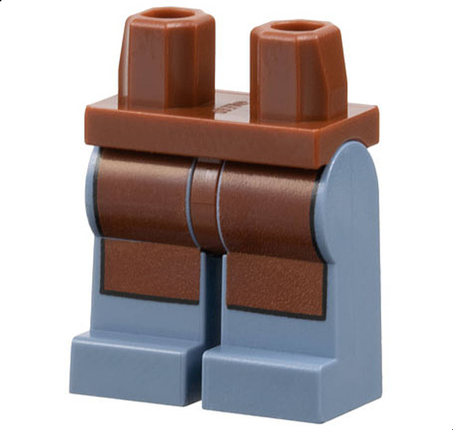 Lego (N) ~ Hips and Sand Blue Legs with Reddish Brown Apron with Straight Bottom  ~ [Reddish Brown]