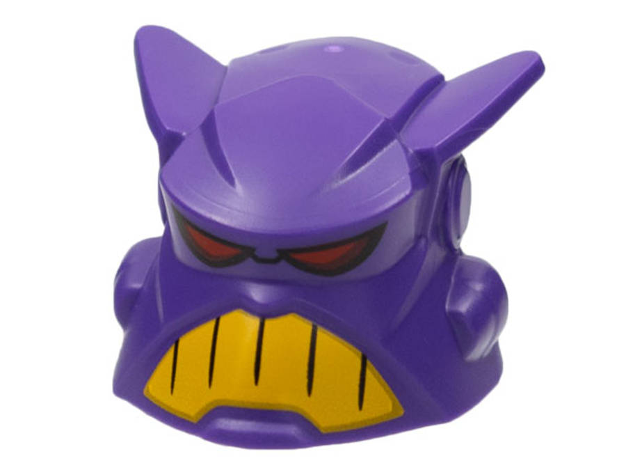 Lego (N) ~ Large Figure Head with Red Eyes and Yellow Teeth Pattern (Emperor Zurg) ~ [Dark Purple]