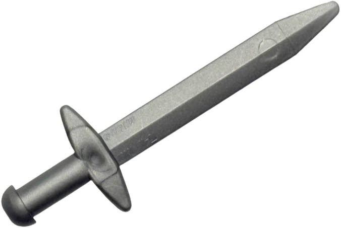 Lego (N) ~ Minifigure Weapon Sword Greatsword Pointed with Thick Crossguard ~ [Flat Silver]