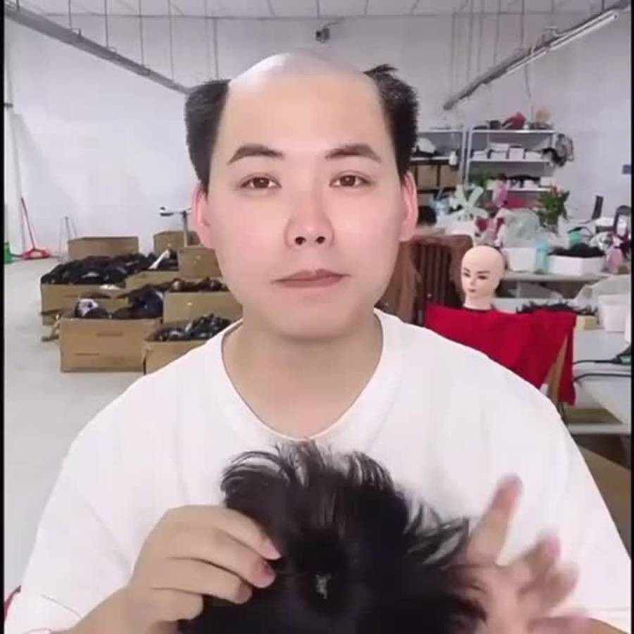 Black B Mens Wigs Hair Length 5.08Cm