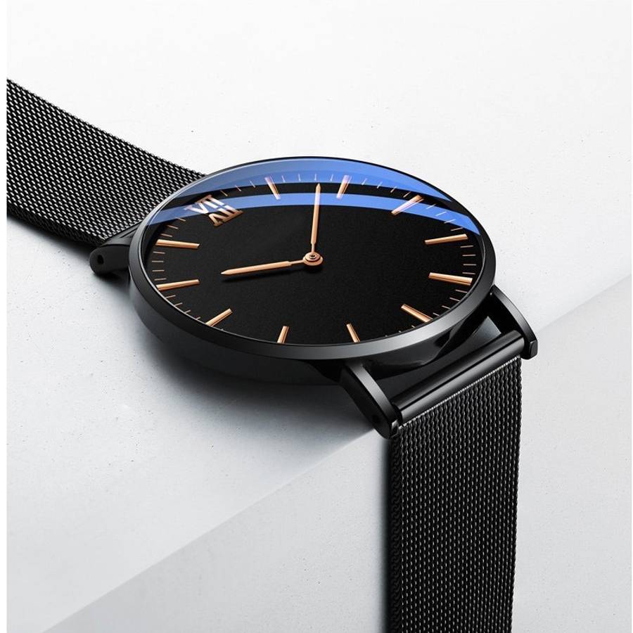 Premium Men Business Quartz Watch With Strap Silvery With White