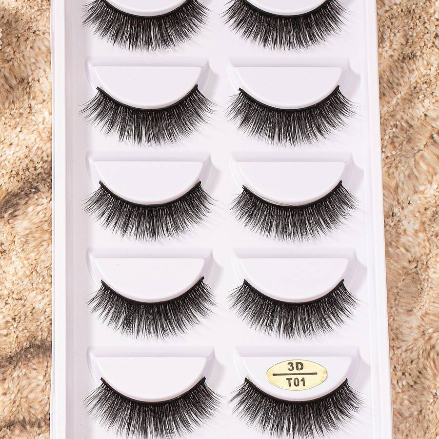 5 Pairs Luxury Natural Fluffy False Eyelashes Color Black