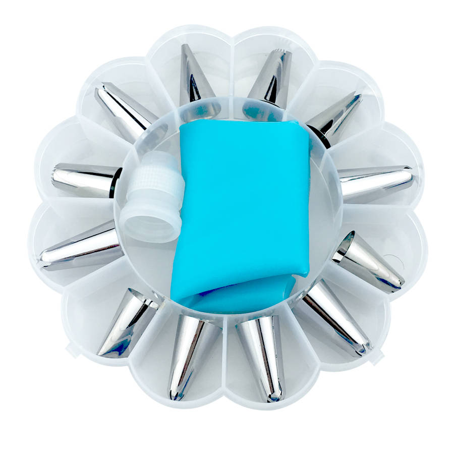 Professional Cake Decorating Head Color 14 Piece Flower Shaped Box Piping Tip  Orange