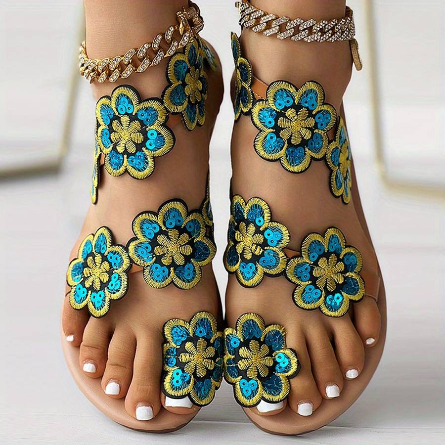 Ladies Summer Flip Flops Blue Uk 4.5