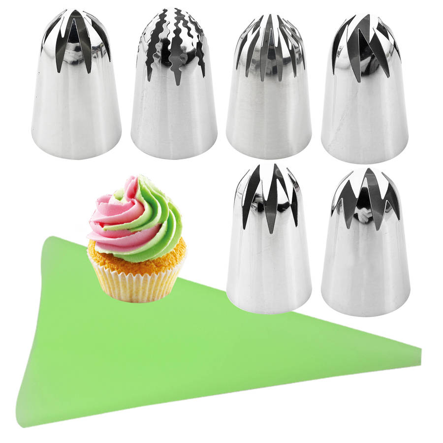 Professional Cake Decorating Head Color 7 Piece Set Super Big Mouth  Green