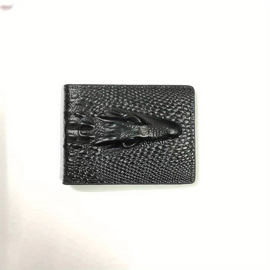 Men'S Crocodile Pattern Short Wallet Cool Slim Wallet Multiple Card Slots Purse Card Holder Hor
