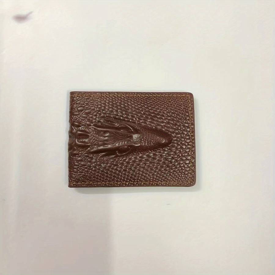Men'S Crocodile Pattern Short Wallet Cool Slim Wallet Multiple Card Slots Purse Card Holder Hor