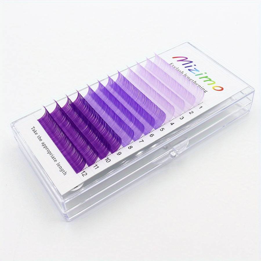 Advanced D Curl Cluster Lashes Special Color Purple Tricolor Size 007 9mm