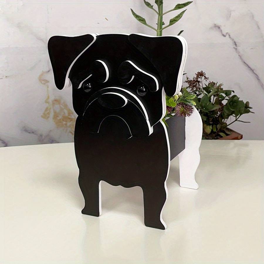 Flowerpotsize 9 448X4 7X6 8In-24X12X17Cmcolor Pug Planter Black
