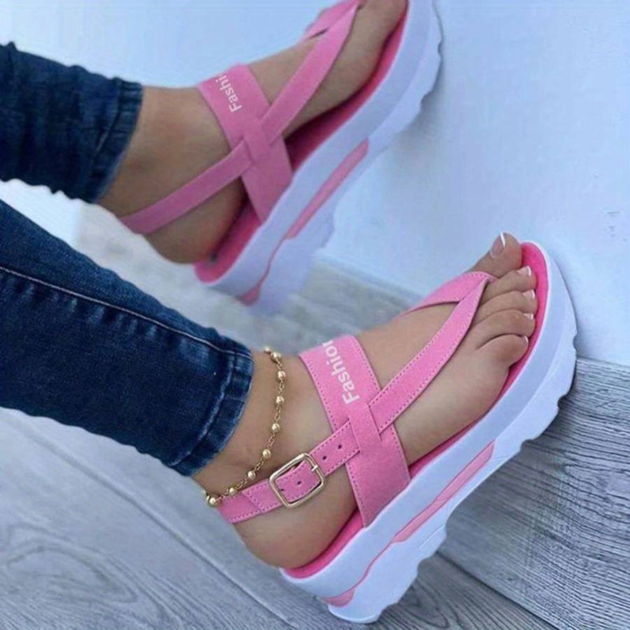 Ladies Summer Flip Flops Pink Red Uk 4.5