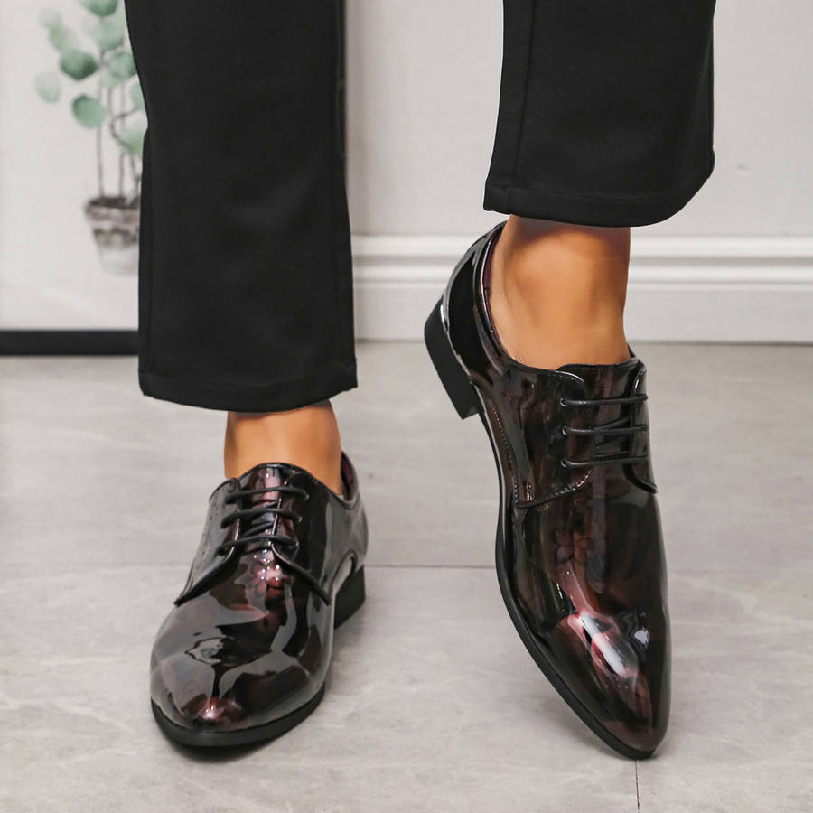 Mens Leather Shoes Color Flowers Red Sizeuk 8