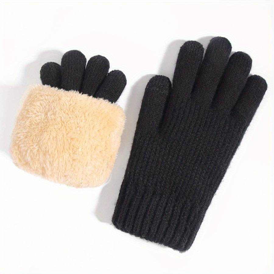 Gloves Color Thick Black Sizeone-Size