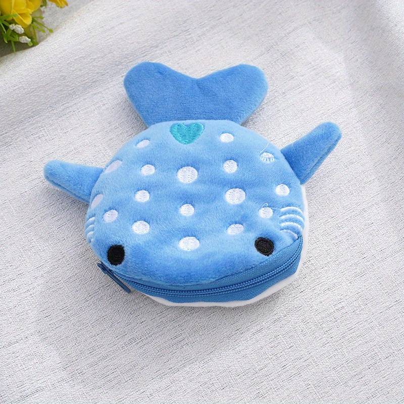 1pc Cute Big Mouth Shark Design Men's Coin Wallet Small Wallet Plush Bag