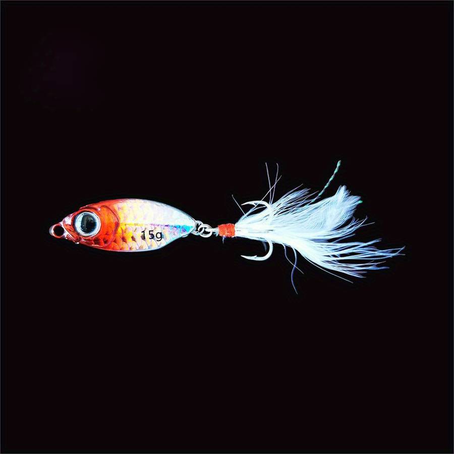 1pc 10g Small Iron Plate with Falling Fish Scale Pattern in Long-range Cast Perch with Cocked Mout