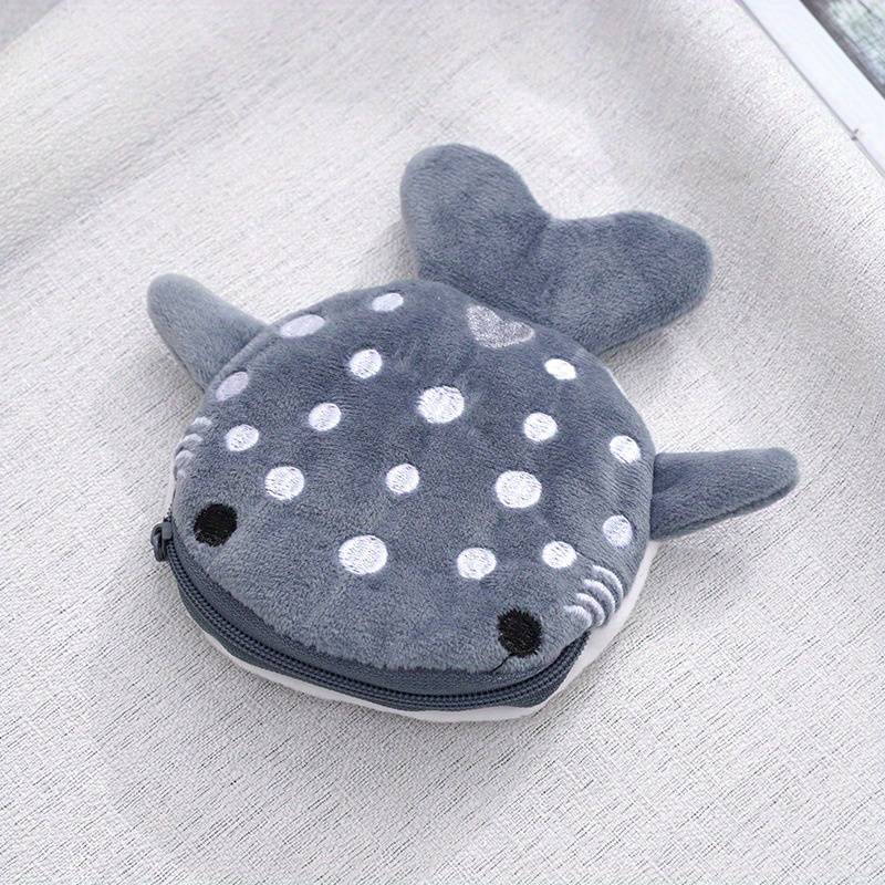 1pc Cute Big Mouth Shark Design Men's Coin Wallet Small Wallet Plush Bag