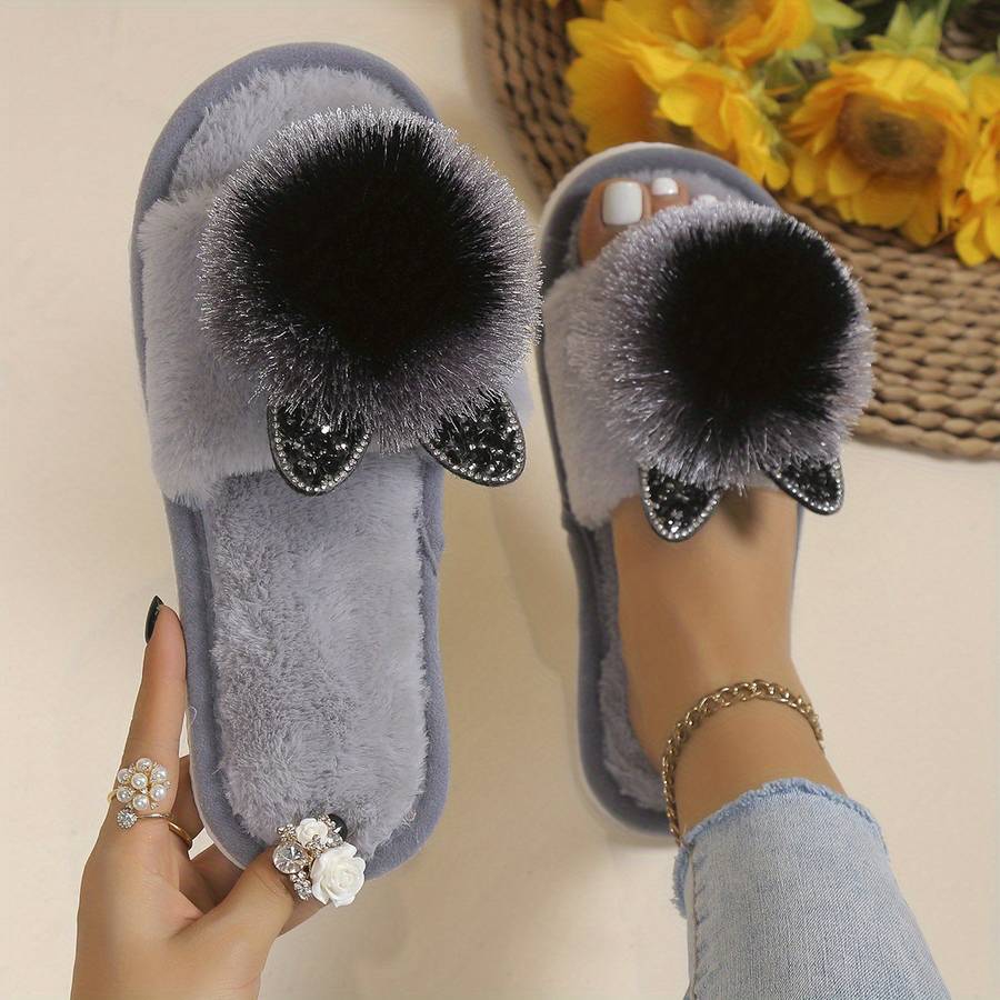 Cotton Slippers Color Gray Cat Sizeuk 3.5-4