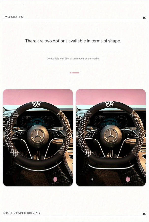 Car Steering Wheel Cover Camellia Steering Wheel Cover Beige