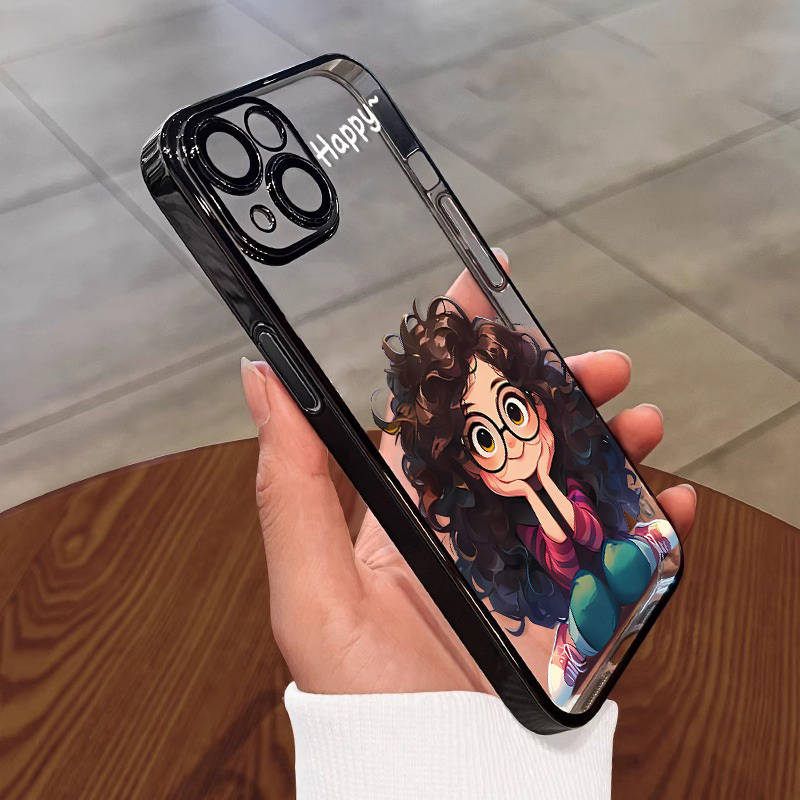 1Pc Mixed Color  For iPhone 11 Pro Curly Haired Girl Phone Case