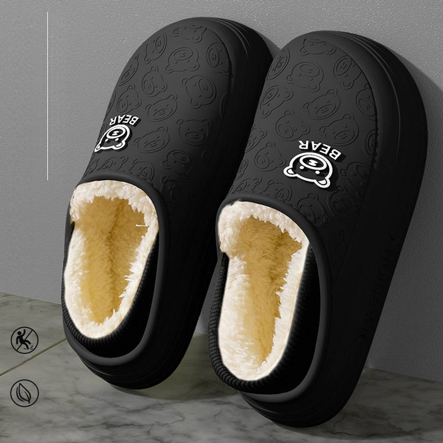 Cotton Slippers Color Black Sizeuk 8.5-9