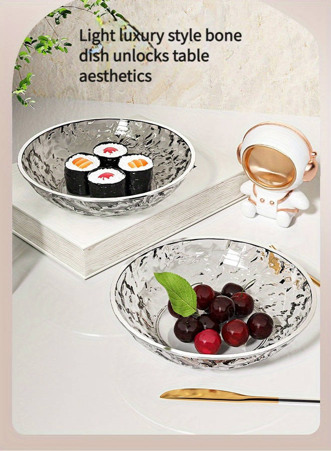 Bowl Color Silvery Edge Round 4Piece Set White