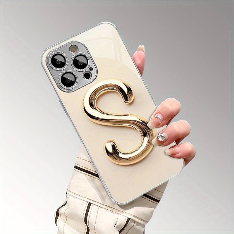 1Pc Mixed Color For iPhone 15 Pro Minimalist Art Letter S Phone Case