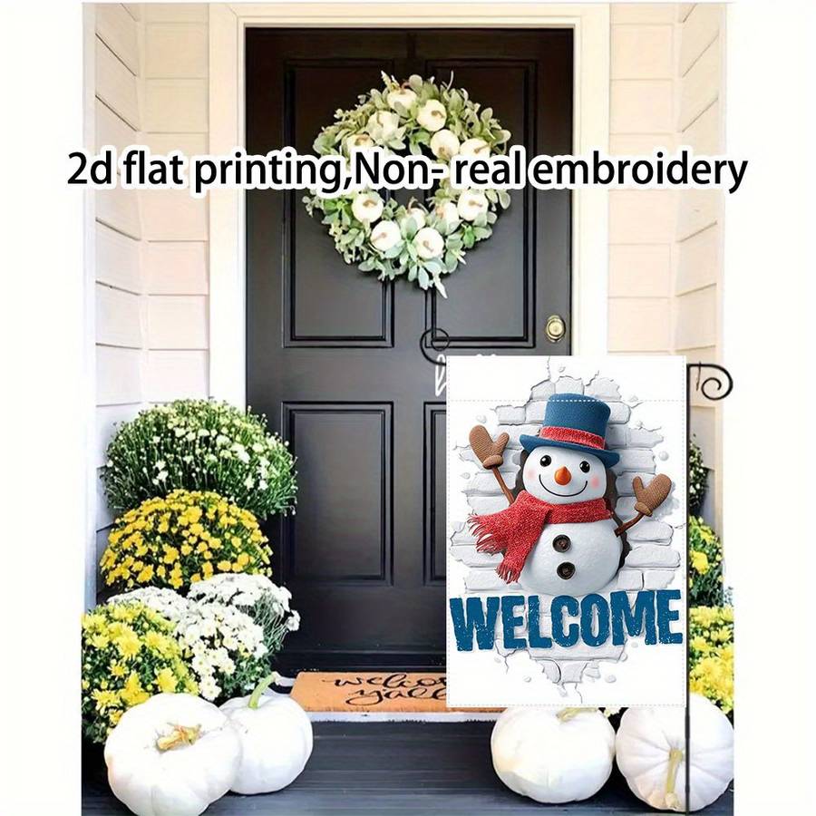 Festive Snowman Welcome Sign 30 97 Cm Double Sided Print With 3D 99X45