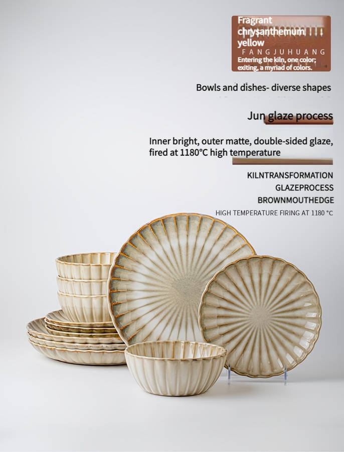 Bowl Color Fragrance Chrysanthemum Yellow12Piece Set
