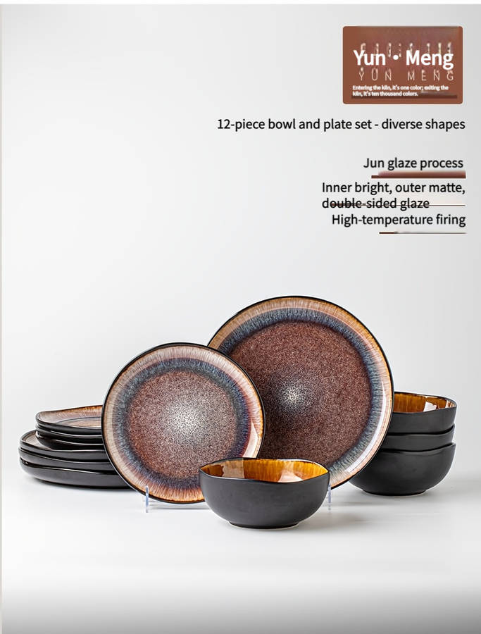 Bowl Color Yunmeng Flame12Piece Set