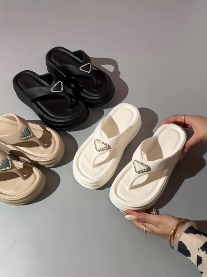 Ladies Summer Flip Flops White Uk 4.5-5