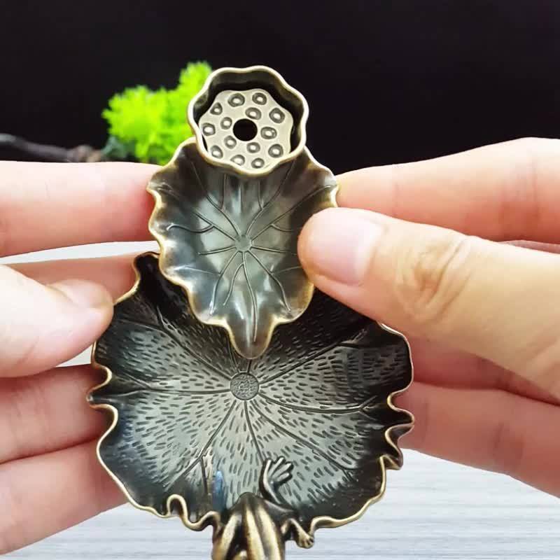 Incense Burner Color  Lotus Leaf Incense Holder   Bronze Small