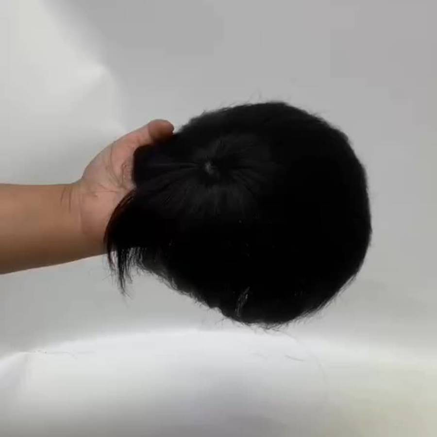 Natural Black Mens Wigs Hair Length 10.16Cm