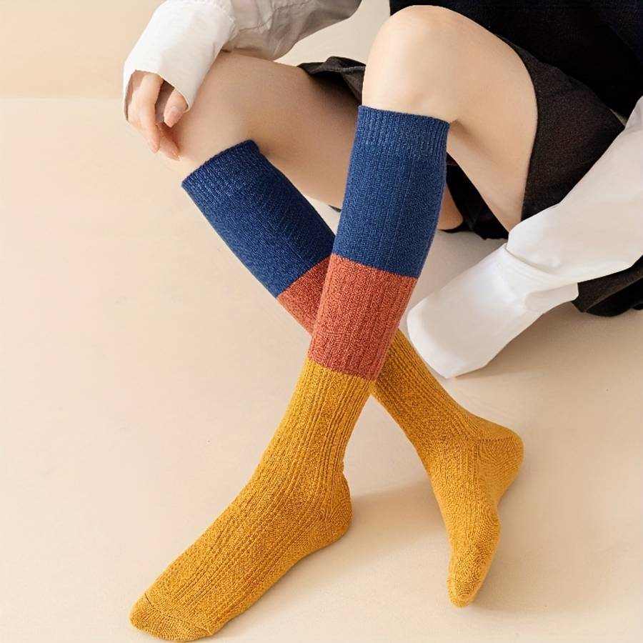 Women S Socks Color 1 Pair Blue Red Yellow Size Onesize