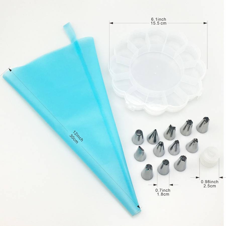 Professional Cake Decorating Head Color 14 Piece Flower Shaped Box Piping Tip  Orange
