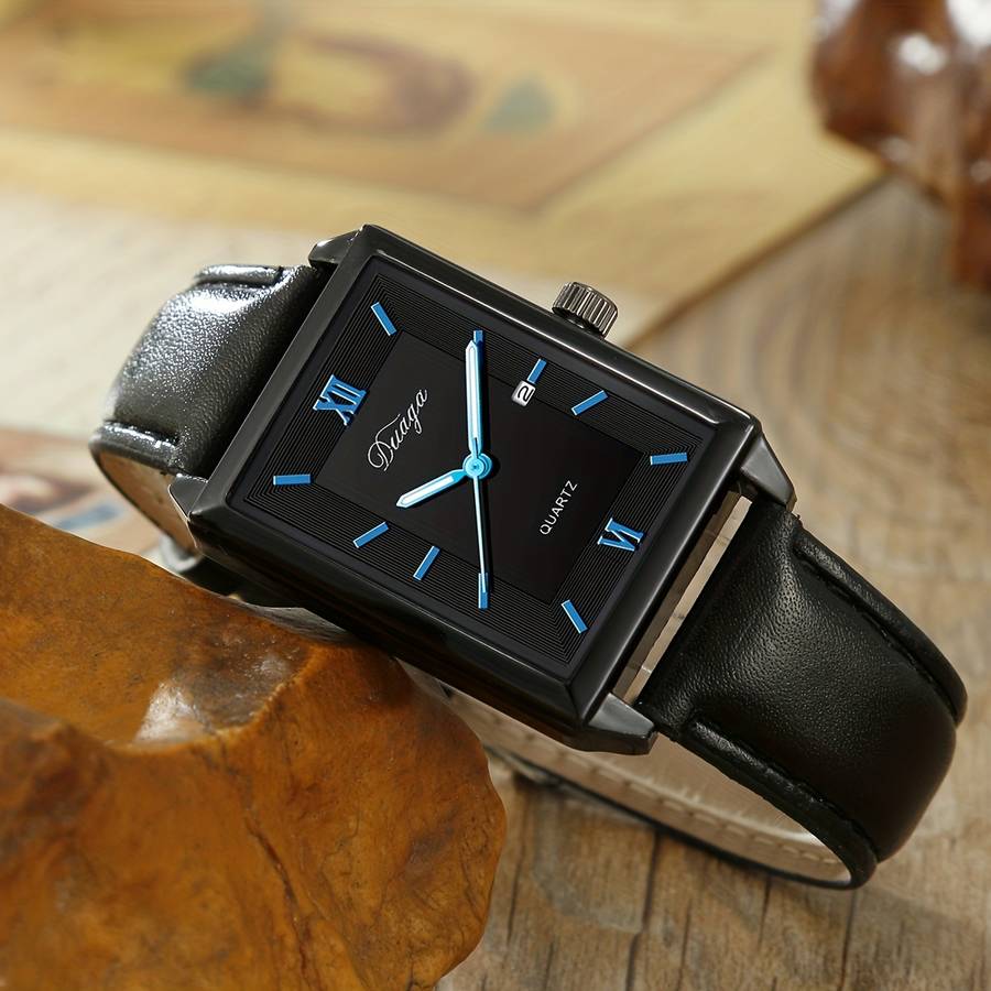 4Pcs Premium Set Of Stylish Square Quartz Watches For Men Perfect