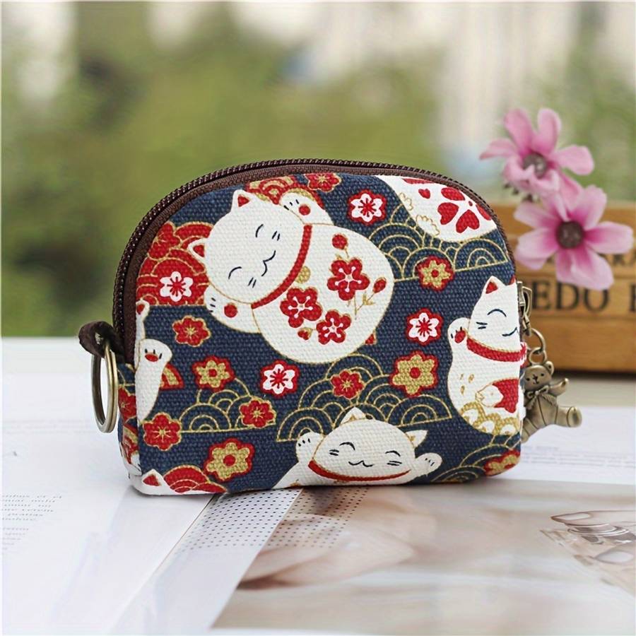 Cute Animal Pattern Canvas Coin Purse High Quality Mini Wallet With Zipper Semicircle Clu
