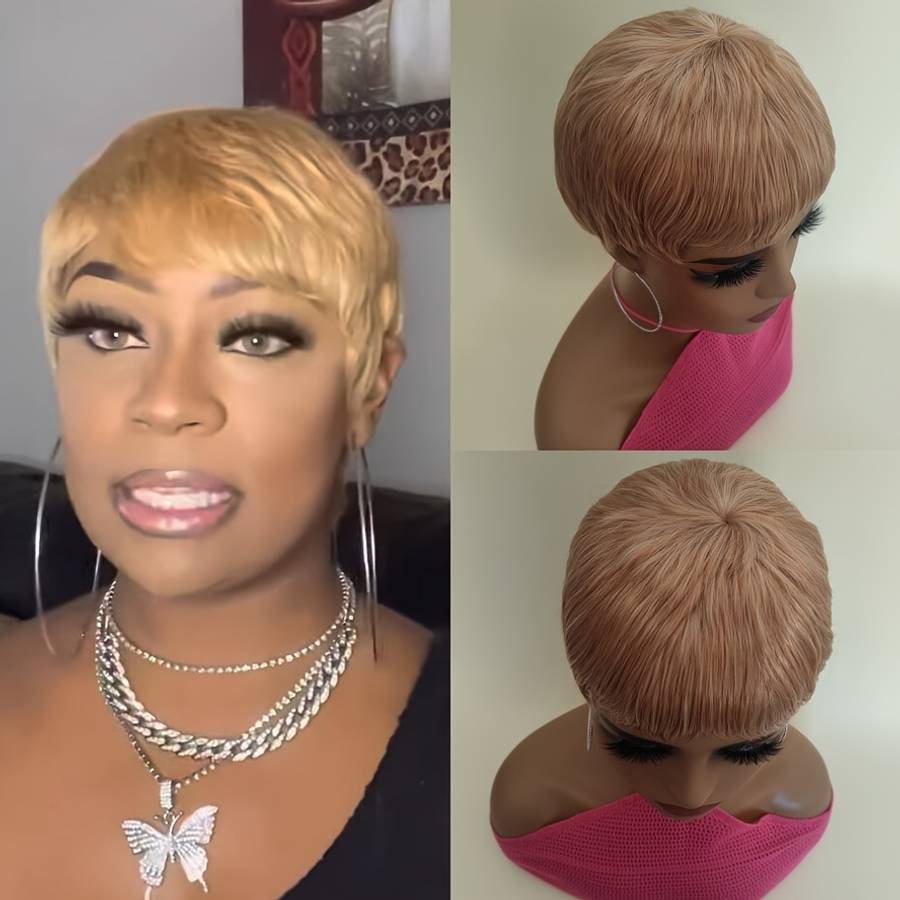 Golden Womens Wigs Hair Length 10.16Cm