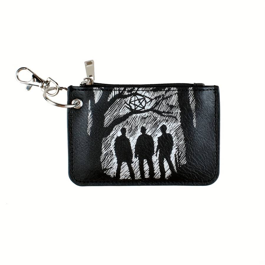 Retro Pattern Mini Credit Card Case Pu Leather Wallet Zipper Women'S Coin Purse With Hook