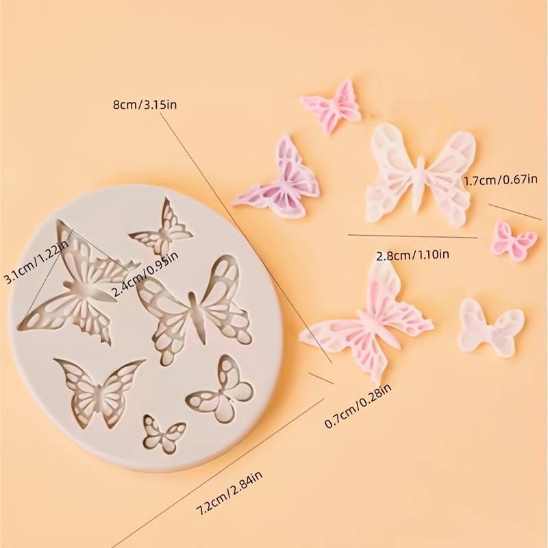 Suitable For Baking Molds Color Gray 6 Big And Small Butterflies