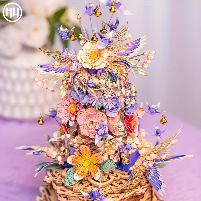 3D Puzzle Musical Instrument Model Items Drunken Flower   Music Box