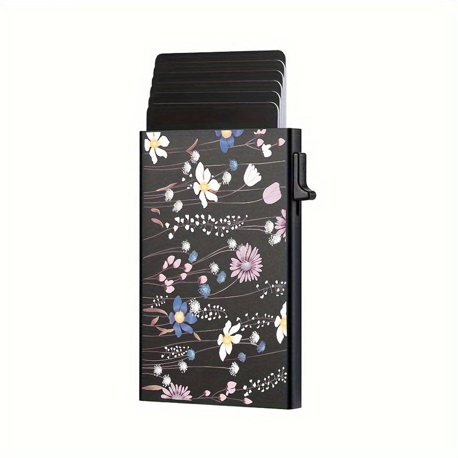 Rfid-Blocking Aluminum Alloy Walletsleek Black Pop-Up Credit Id Card Holder With Easy Acc